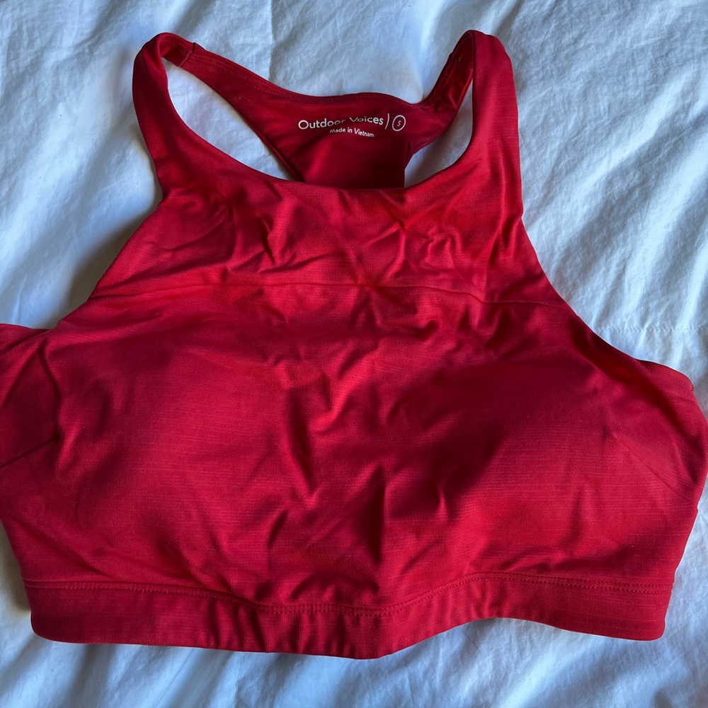 outdoor voices red sports bra crop top